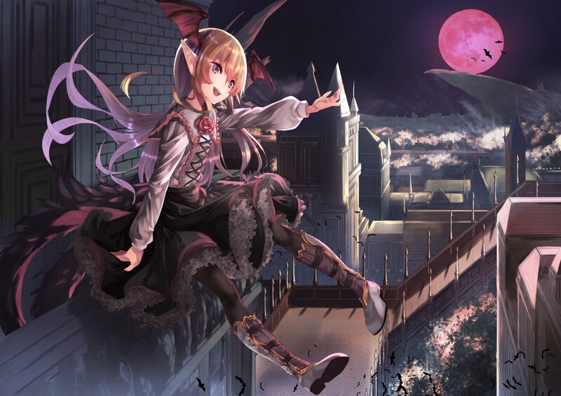 Elf Girl with Bat Wings — Purple, Dramatic