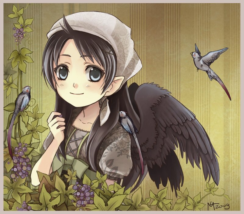 Elf Girl with Bird — Brown