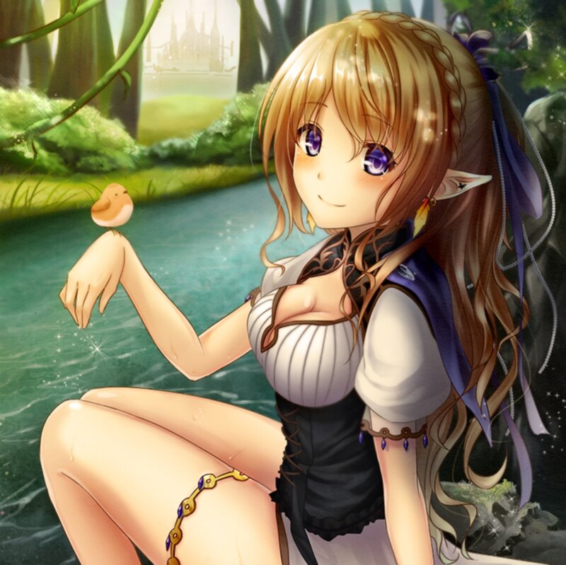 Elf Girl with Bird — Green