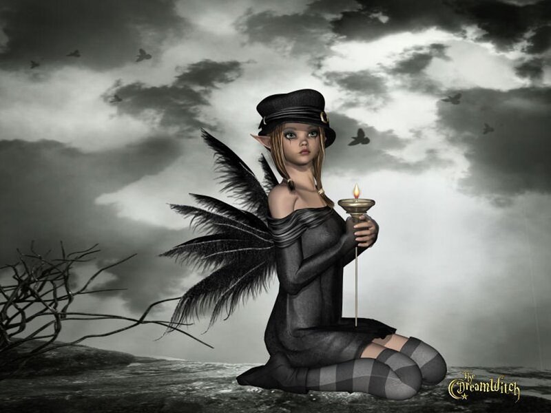 Elf Girl with Black Wings