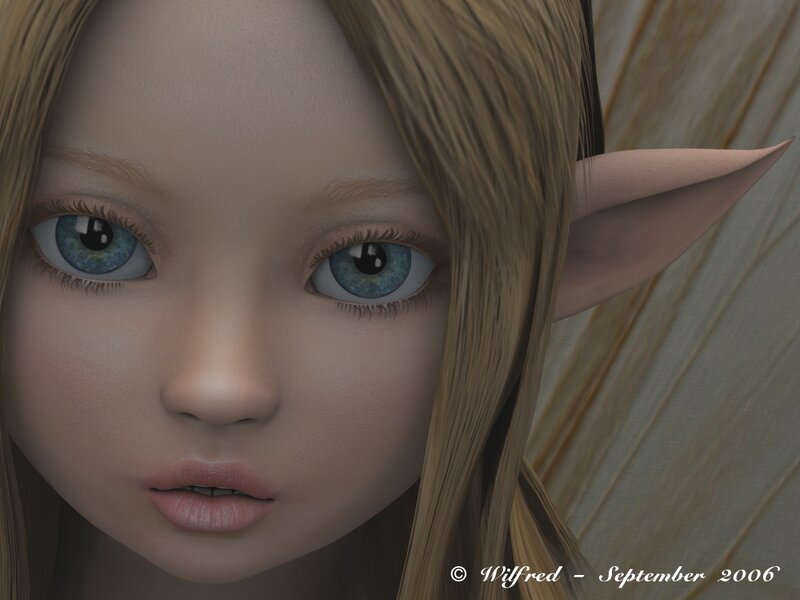 Elf Girl with Blue Eyes — Brown