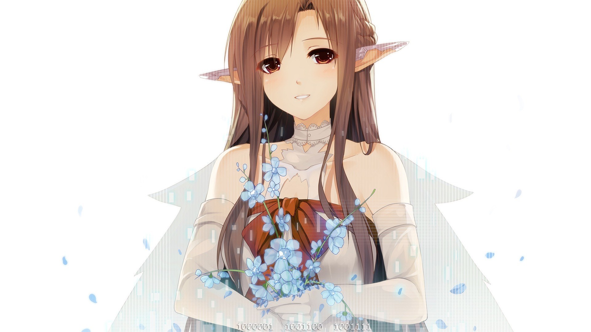 elf girl with blue flowers