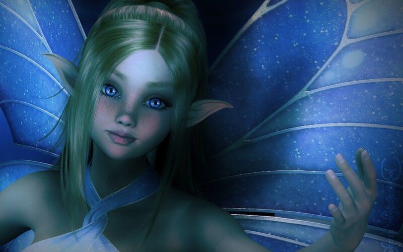 Elf Girl with Blue Wings — Serene