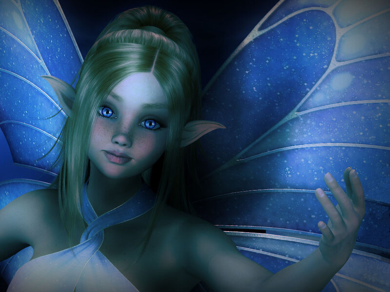 Elf Girl with Blue Wings