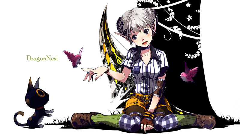 Elf Girl with Bow — White
