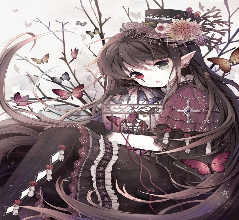 Elf Girl with Butterflies — Purple