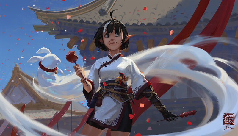 Elf Girl with Candy Apples