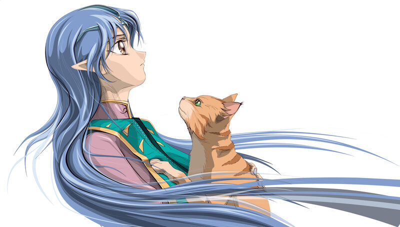 elf girl with cat companion
