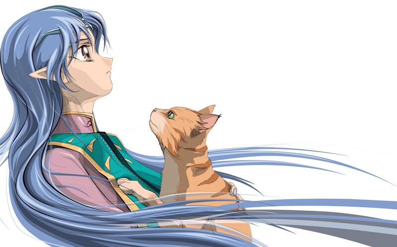 elf girl with cat companion
