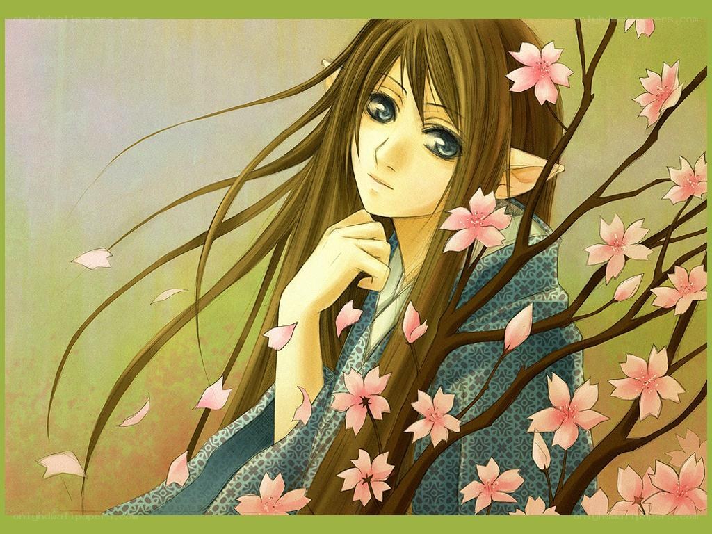 elf girl with cherry blossoms