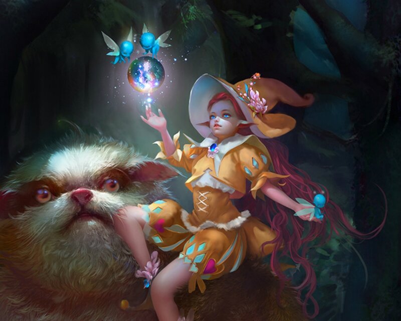 Elf Girl with Creature