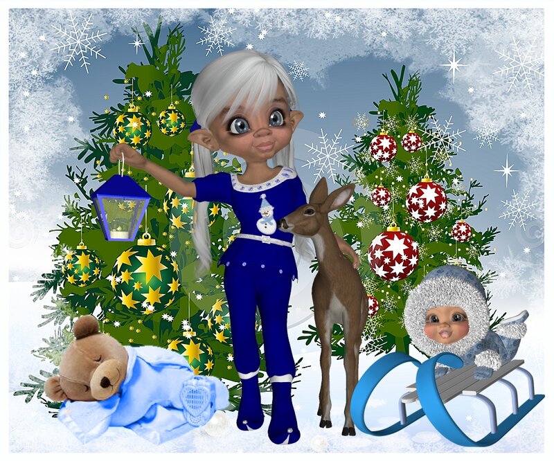 Elf Girl with Deer