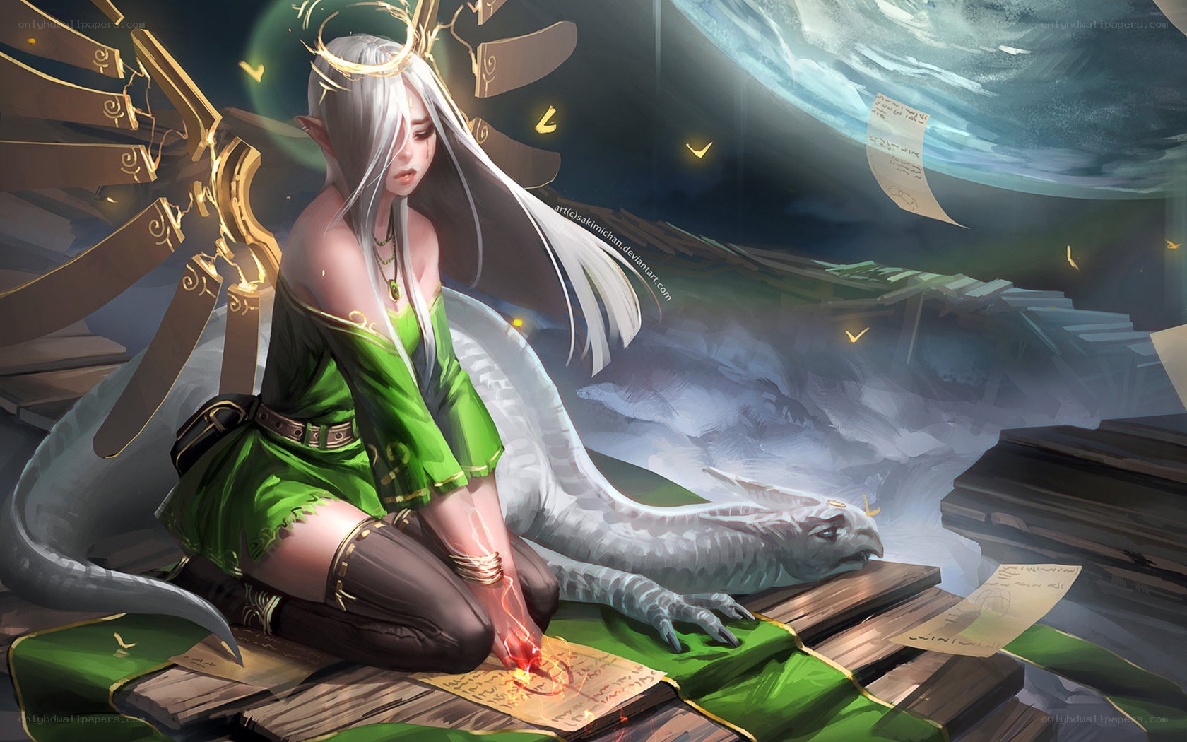 elf girl with dragon