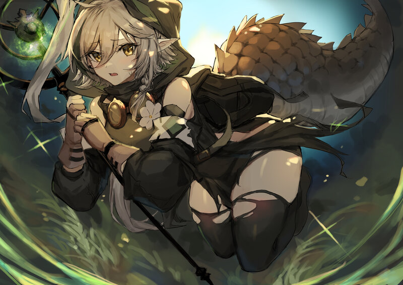 Elf Girl with Dragon — Green, Dramatic