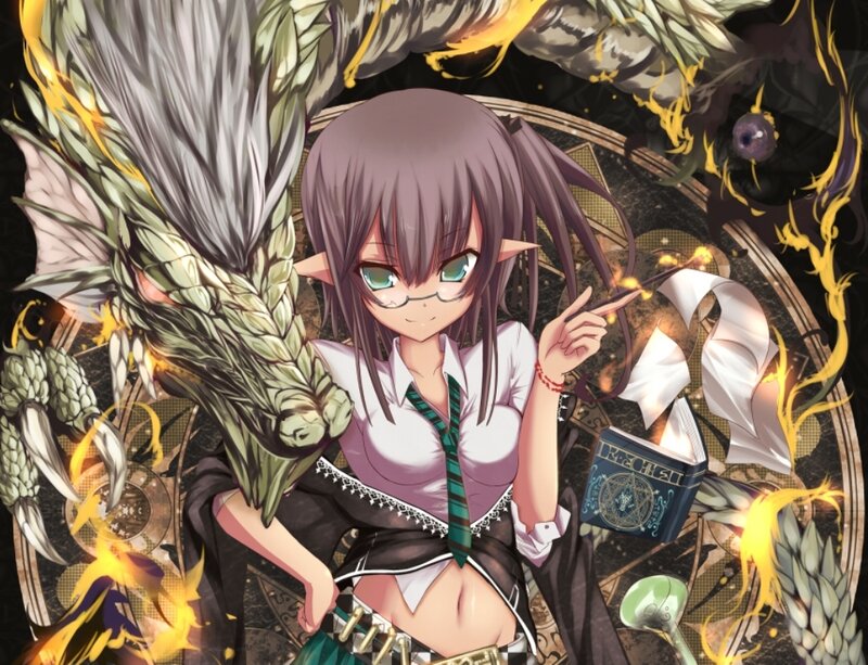 Elf Girl with Dragon — Purple