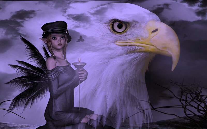 Elf Girl with Eagle
