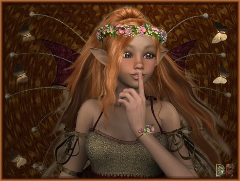 Elf Girl with Flower Crown — Brown