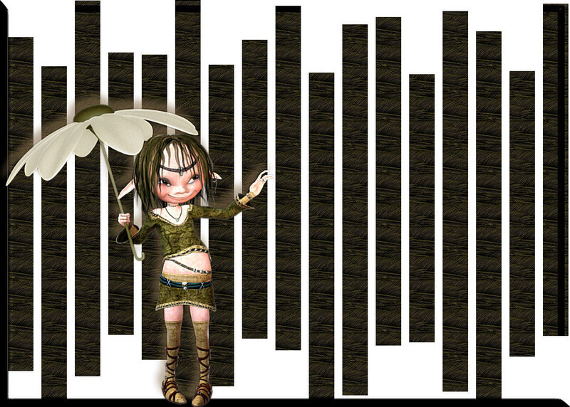 elf girl with flower umbrella