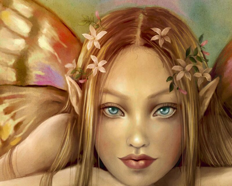 Elf Girl with Flowers — Brown