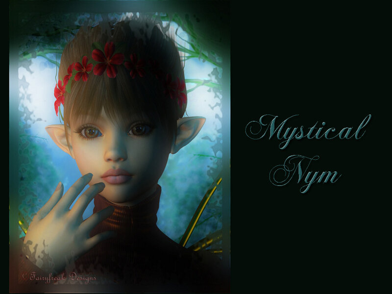 Elf Girl with Flowers — Green