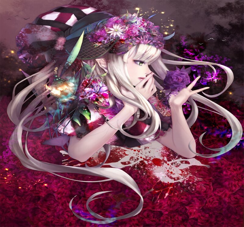Elf Girl with Flowers — Purple