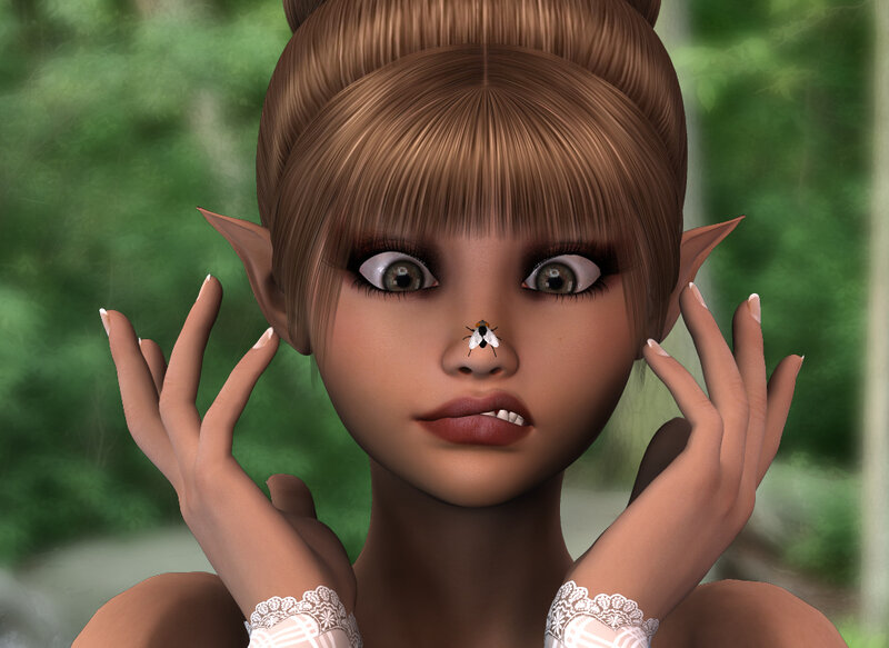 elf girl with fly on nose