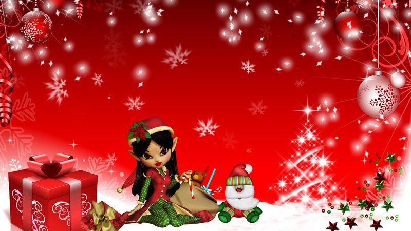 Elf Girl with Gifts — Red