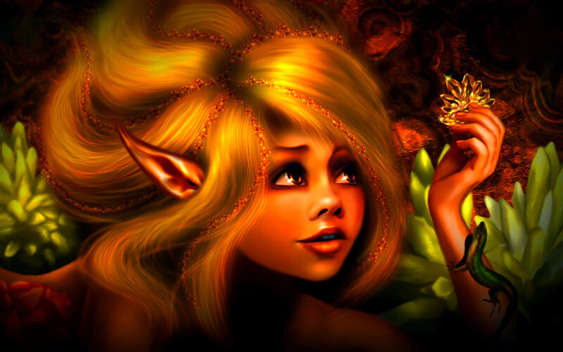 Elf Girl with Golden Hair — Gold
