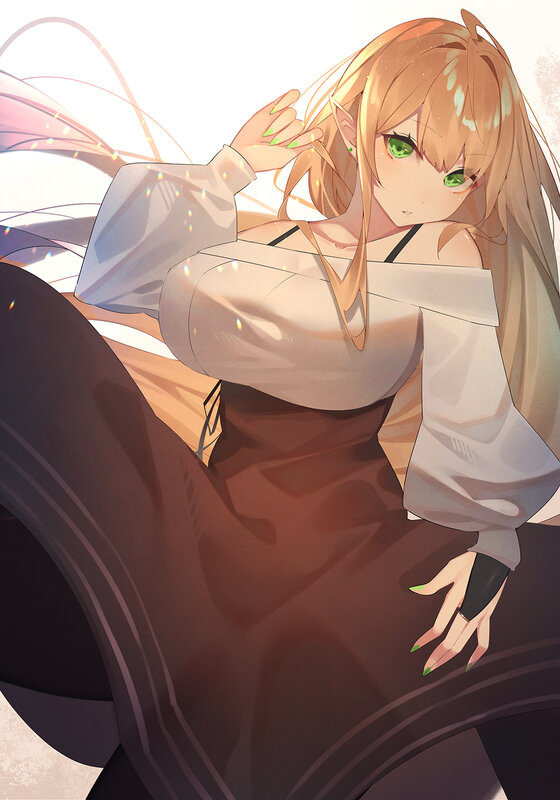 Elf Girl with Green Eyes — Brown, Calm