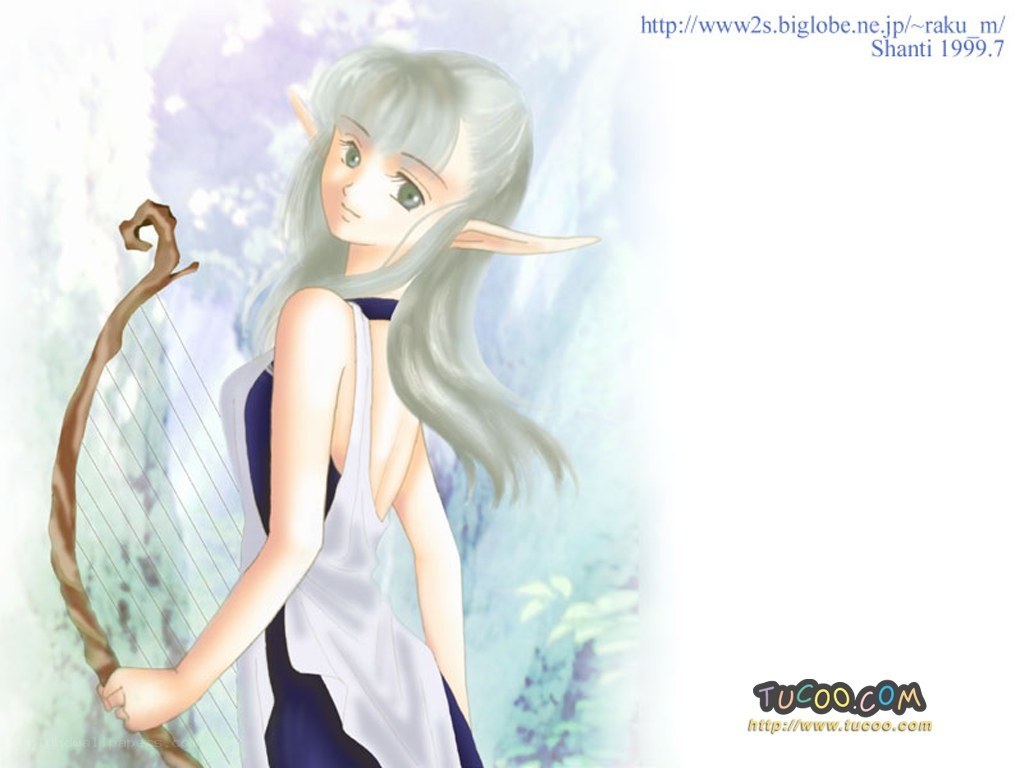 elf girl with harp