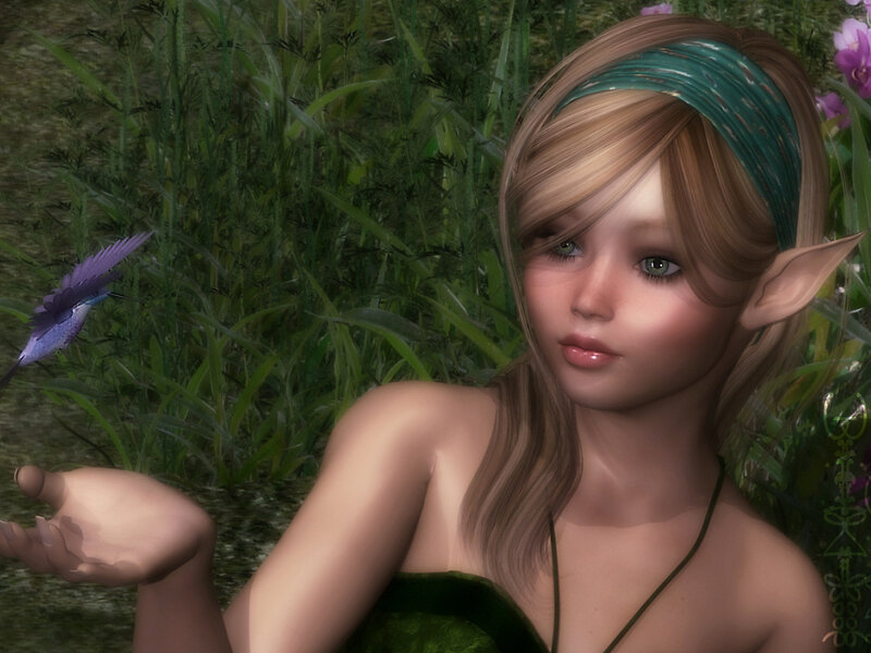 Elf Girl with Hummingbird