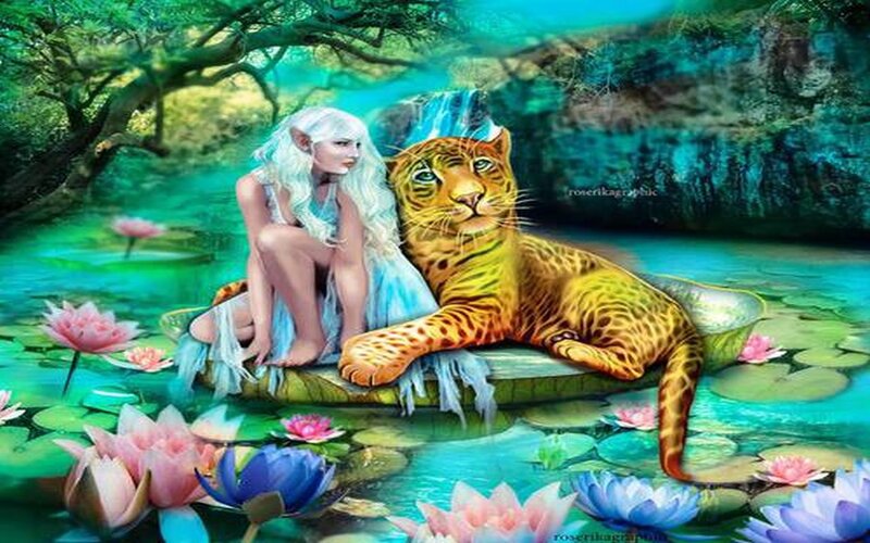 Elf Girl with Leopard