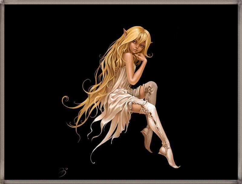 Elf Girl with Long Hair — Black