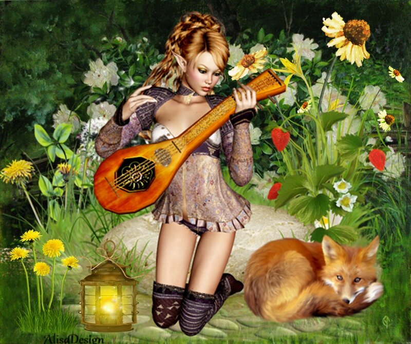 Elf Girl with Lute