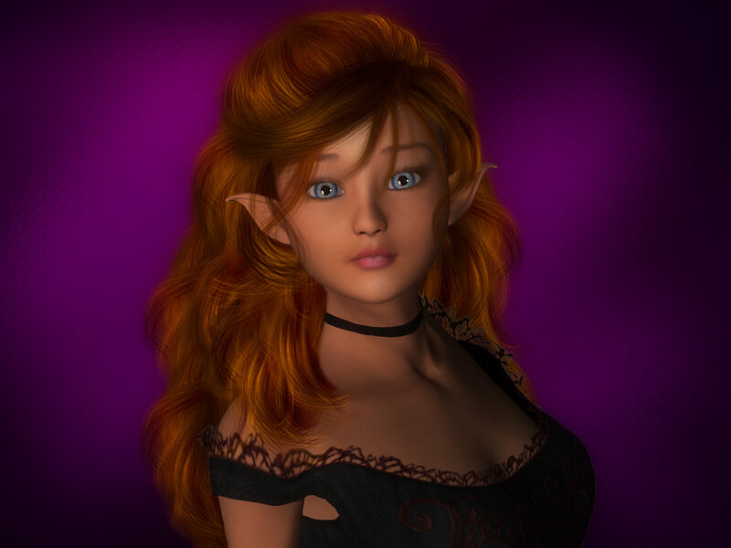 Elf Girl with Red Hair — Purple