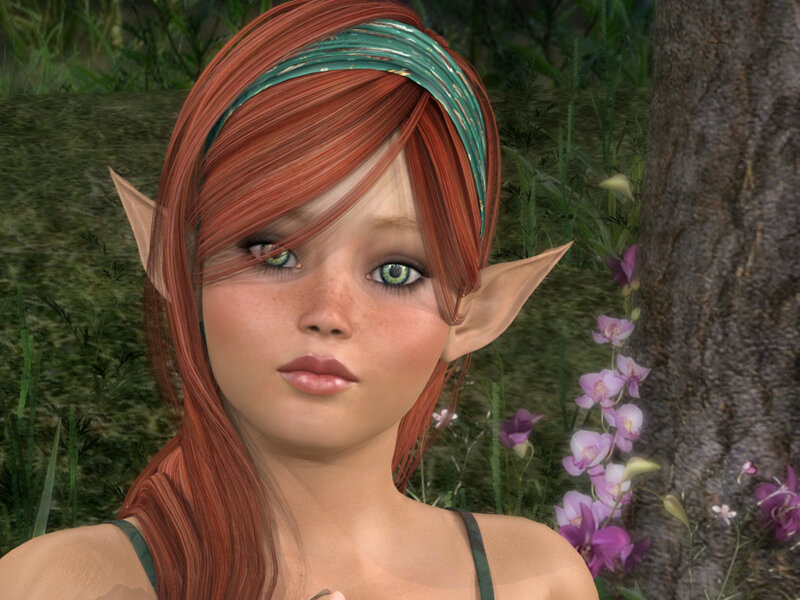 Elf Girl with Red Hair — Serene