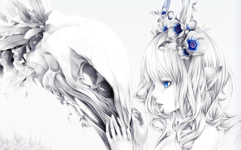Elf Girl with Skull