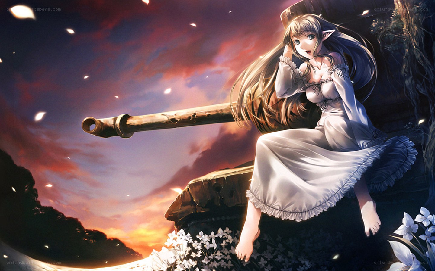 elf girl with tank barrel