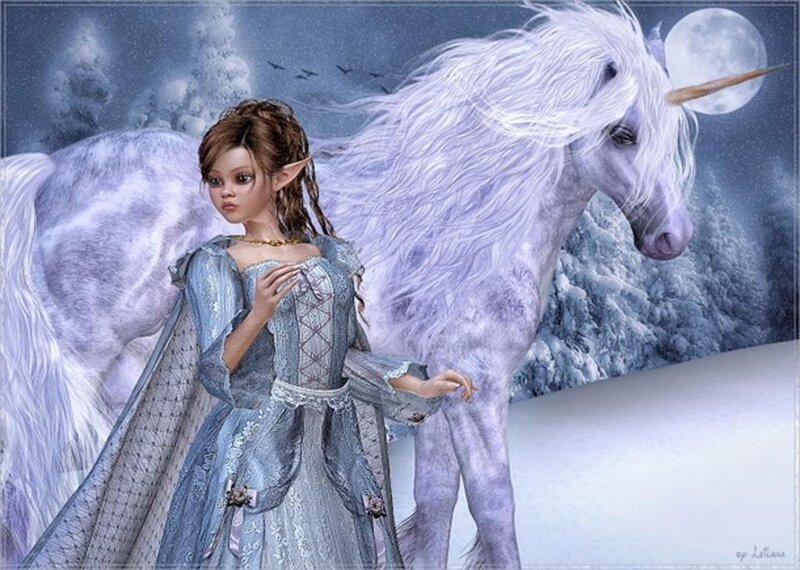 Elf Girl with Unicorn