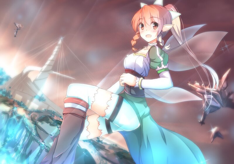 Elf Girl with Wings — Blue, Dramatic, Sunset