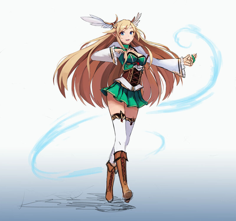 Elf Girl with Wings — Green, Dynamic