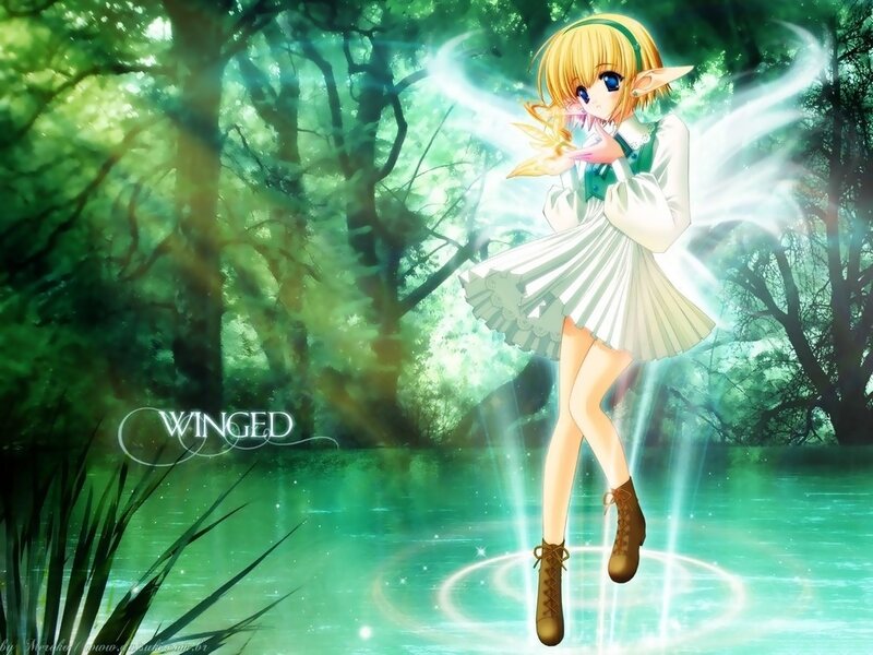 Elf Girl with Wings — Green