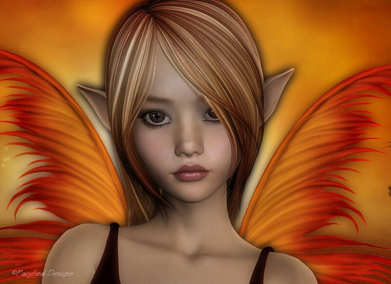 Elf Girl with Wings — Orange