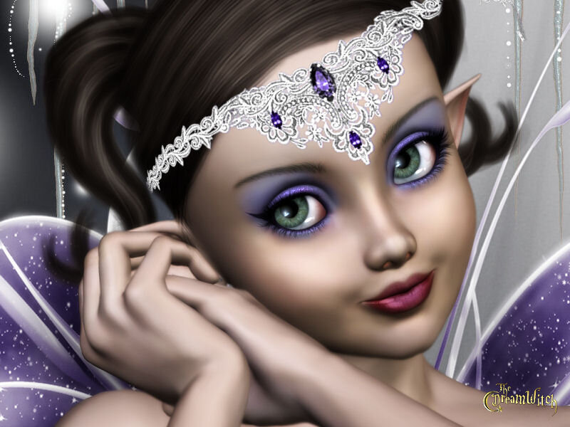 Elf Girl with Wings — Purple, Dreamy