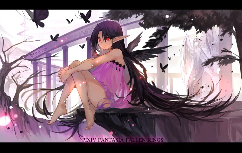 Elf Girl with Wings — Purple, Melancholic