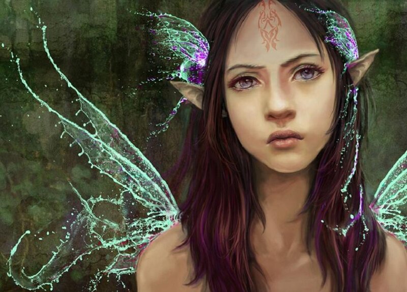 Elf Girl with Wings — Purple