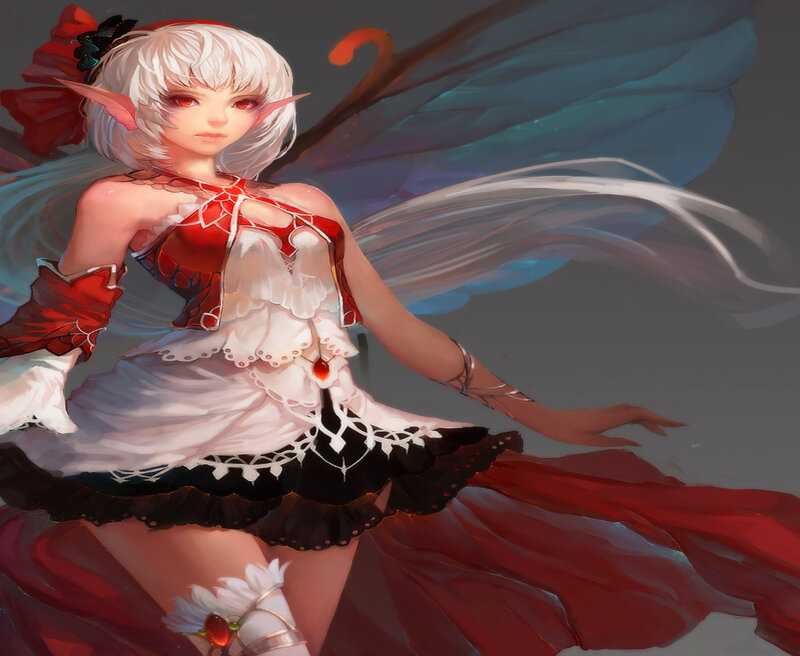 Elf Girl with Wings — White