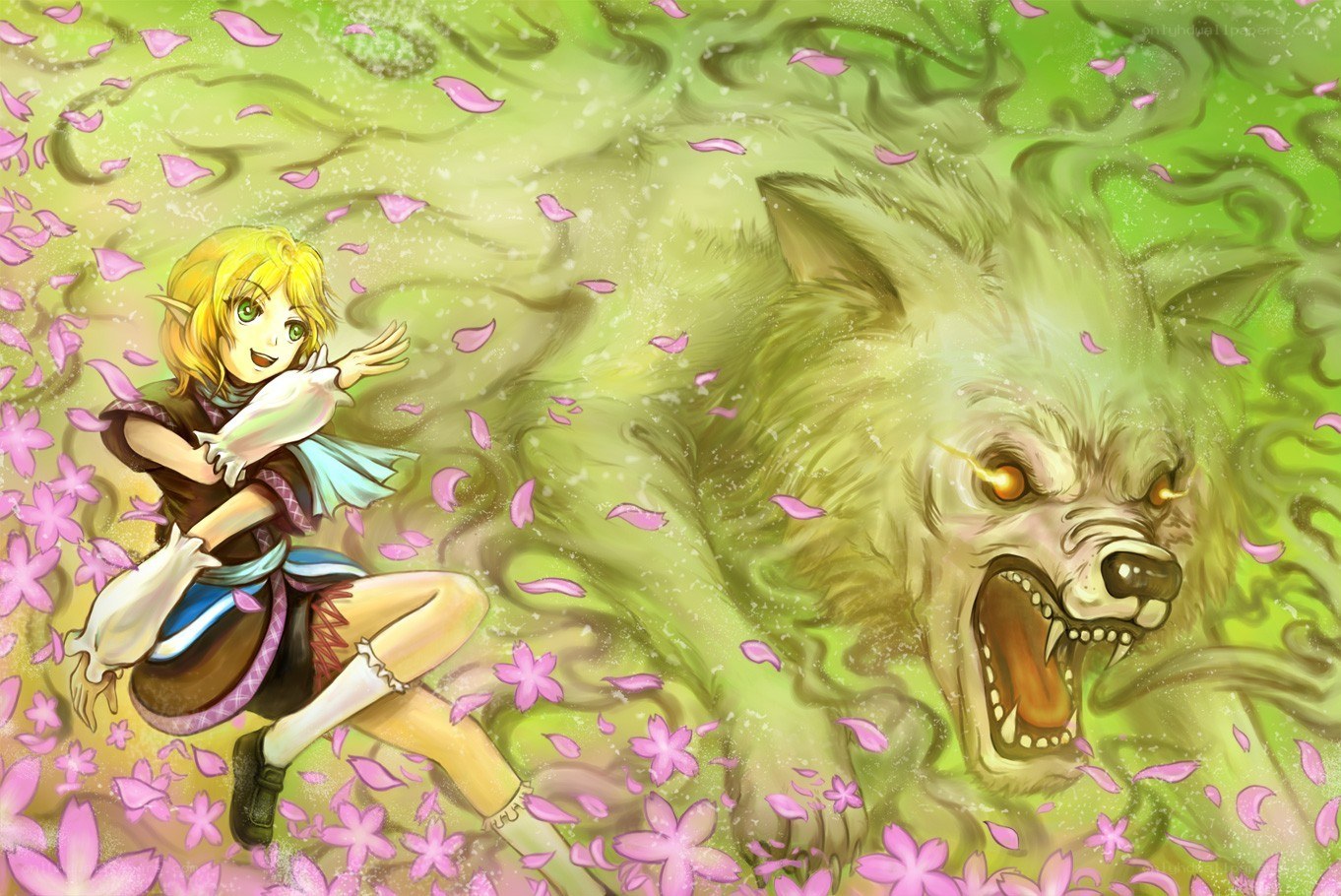 elf girl with wolf spirit