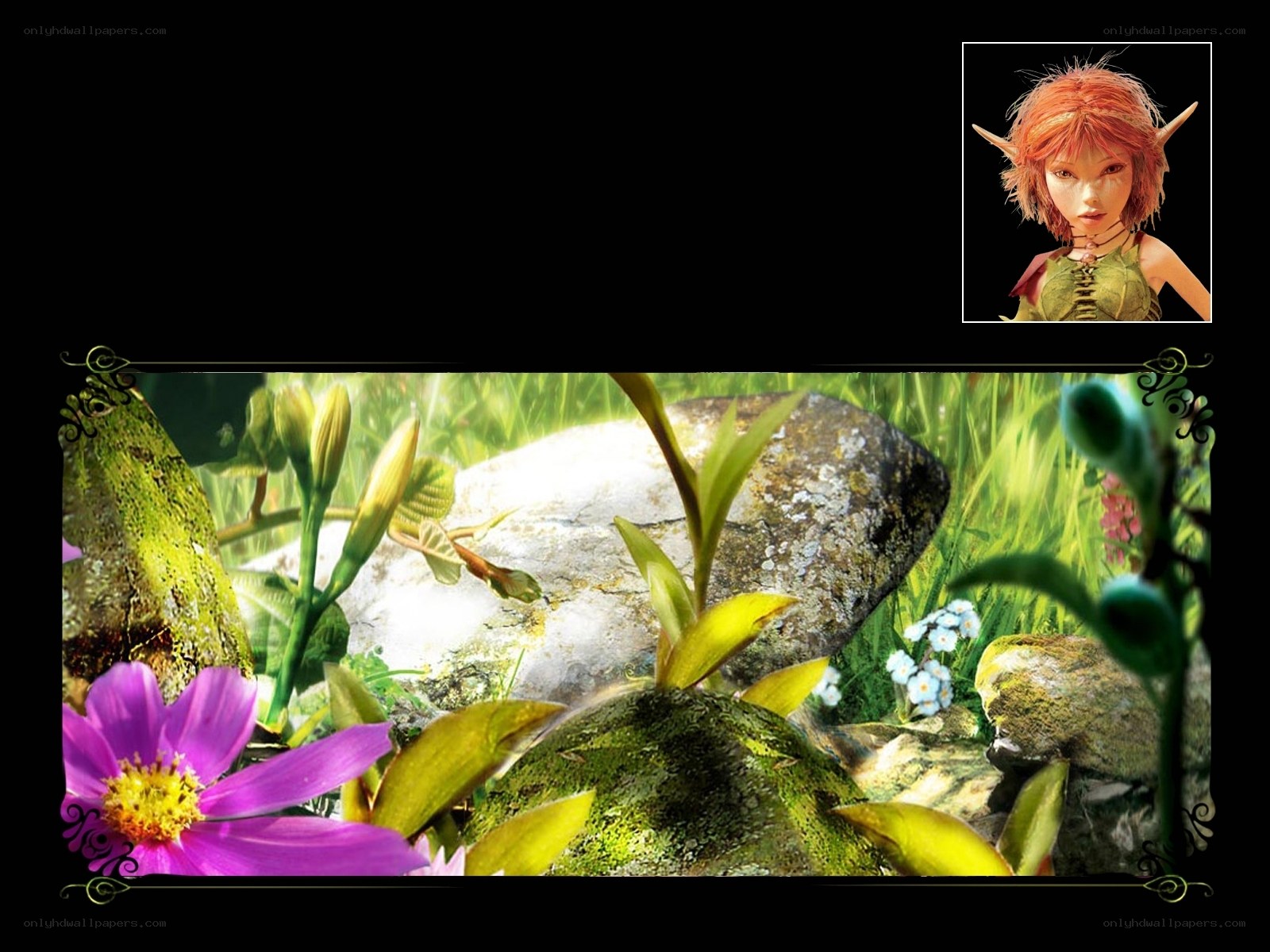 elf in a garden scene