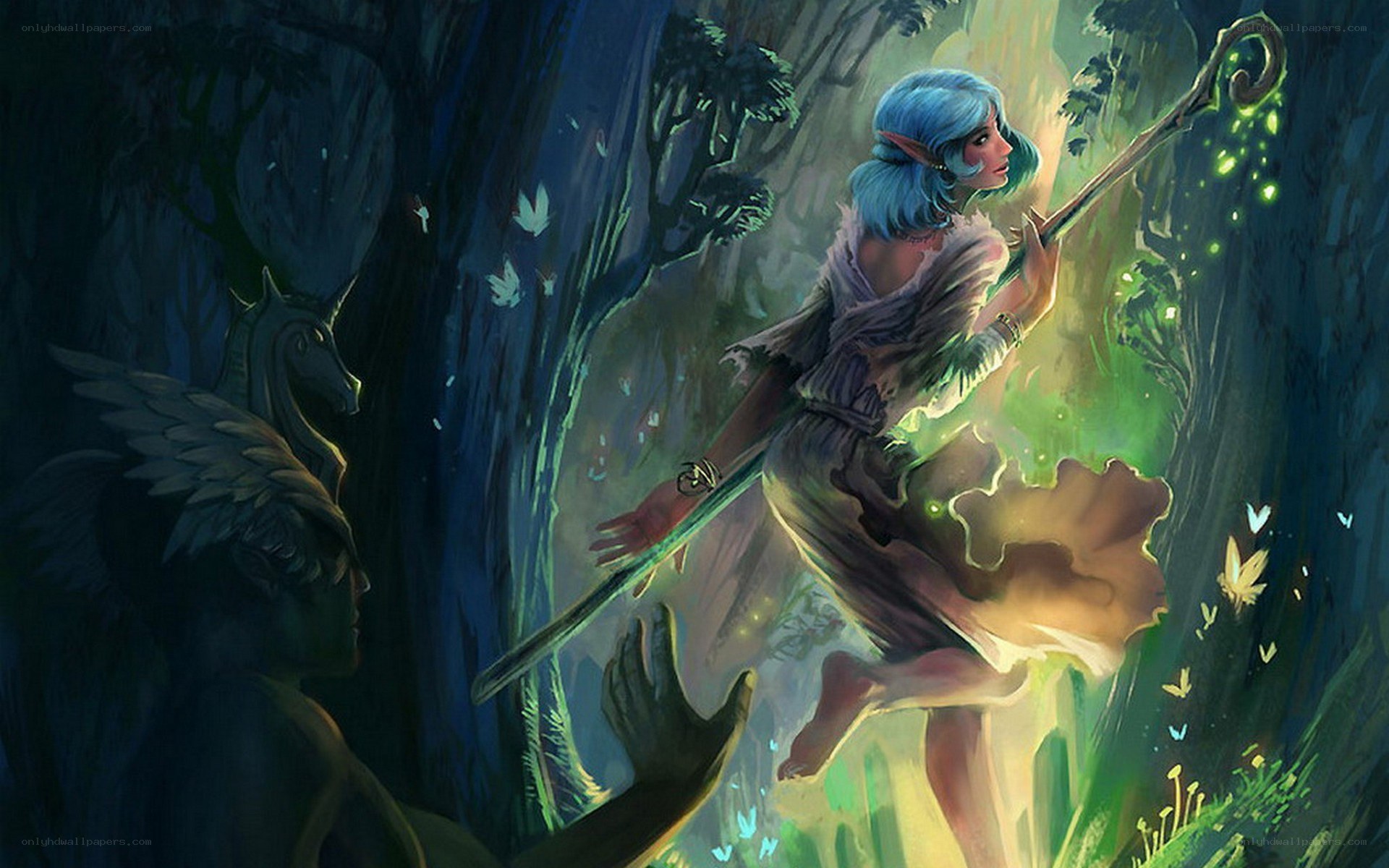 elf in a glowing forest